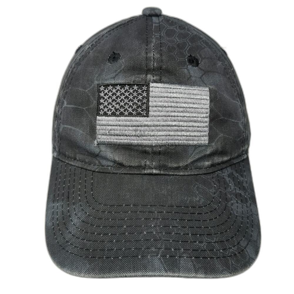 Kryptek Baseball Cap Black Gray One Size American Flag Typhon Camo Strapback Hat
